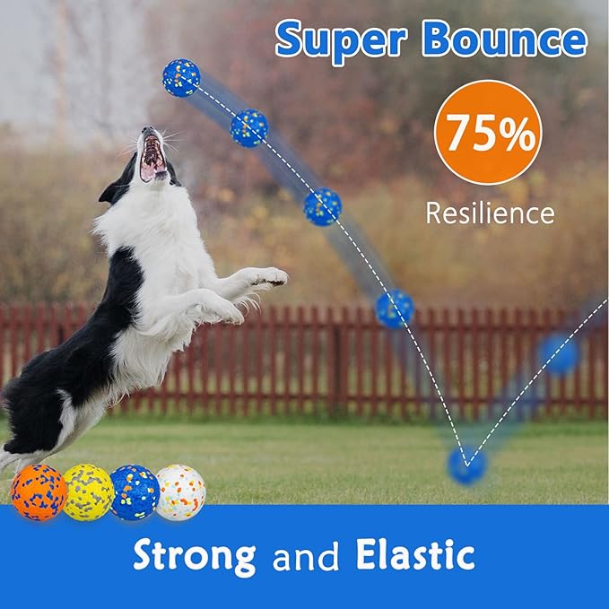 4Pcs Super Bouncy Dog Balls, Fun Indestructible Tennis Balls for Aggressive Chewers, Durable Floating Fetch Toys for Medium and Large Dogs with Lifetime Replacement