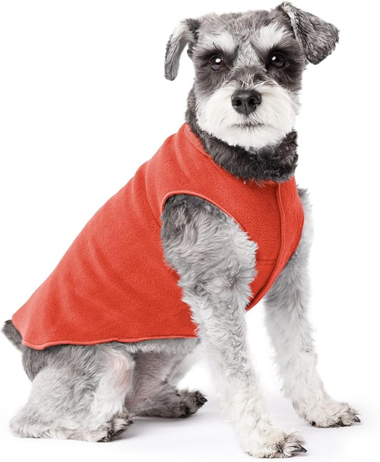 Goldpaw Stretchy Fleece Jacket for Small Dogs - Super Soft, Warm Dog Sweater - Pet Sweater Vest for Fall and Winter - Canine Clothes Made in The USA - Machine Washable - Paprika - Size 10