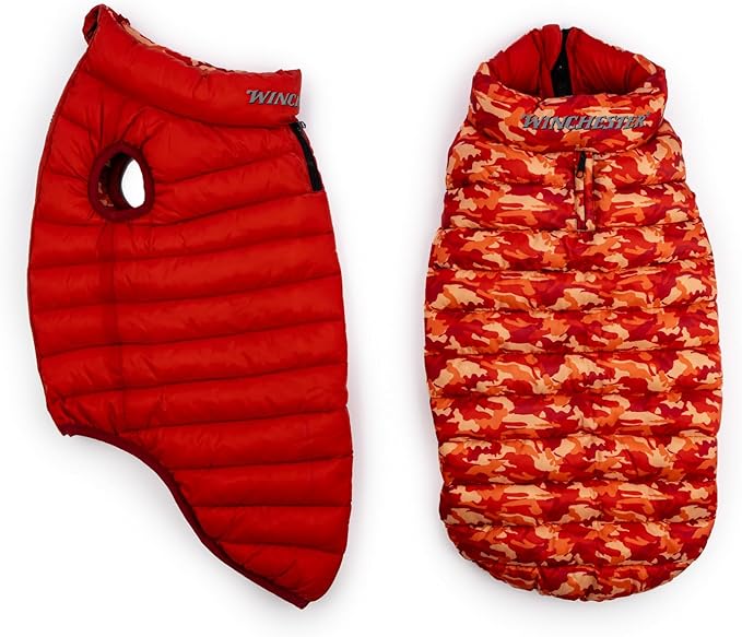 Winchester Pet Premium Reversible Dog Puffer Vest, Red, XXL