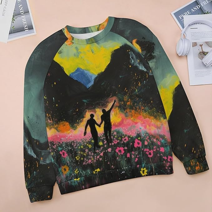 Long Sleeve Shirts for Women Cat Oil Painting Shirt 3D Graphic Sweatshirts Fall Pullover Crewneck Vintage Boho Tops
