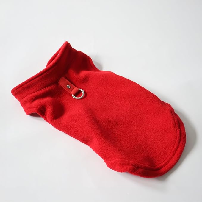 JACKO & CO - Fleece Vest Dog Sweater with Leash Ring - Soft, Warm & Lightweight Pullover Coat for Small & Medium Dogs, Puppies & Cats - Cozy Fall/Winter/Spring Pet Jacket (Red, X-Large 17-25lbs)