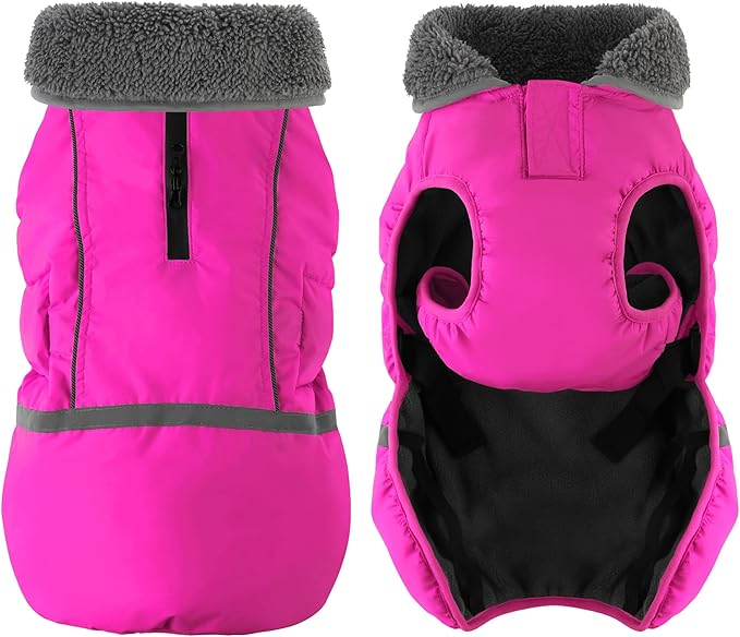 Dogcheer Warm Dog Coat, Fleece Collar Winter Dog Clothes, Reflective Pet Jacket Apparel for Cold Weather, Waterproof Windproof Puppy Snowsuit Vest for Small Medium Large Dogs X-Large