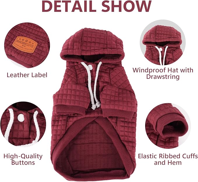 2 Pack Dog Hoodie Sweaters for Small Medium Dogs Warm Dog Clothes for Large Dogs Soft Waffle-Like Laminated Sweatshirt Bulldog (Dark Green+Wine Red, XS (Back: 10",Chest: 13", Neck: 9"))