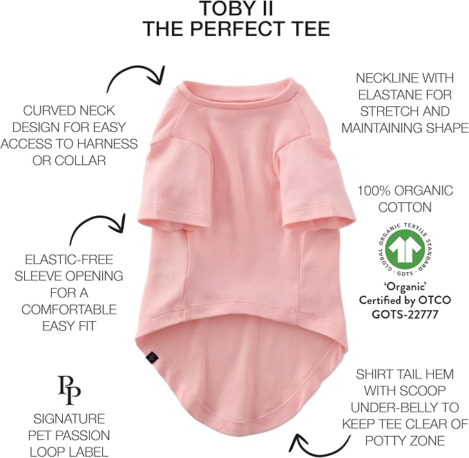 Toby II - The Perfect Tee, 3 Pack Short Sleeve Pet T-Shirt 100% Organic Cotton Tees Clothes for Small, Medium, Large Dogs, Pink Camo, Large