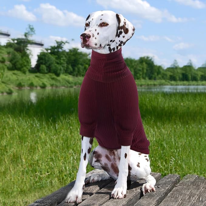 ROZKITCH Dog Shirt with Hoodie Dog Ears Cover 2 in 1, Soft Lightweight Dog Striped T Shirt Pullover Dog Tank with Detachable Ear Wrap, Dog Hoodie Tshirt Dog Boy Girl, Stretchy Sweater WineRed S