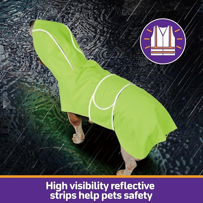 Dog Raincoat Reversible, Single Side Slicker Poncho Adjustable Waterproof Dog Rain Jacket with Leash Hole/Reflective Stripe Hooded Snowproof Windproof Clothes for Small to 3X-Large Dogs, 3XL