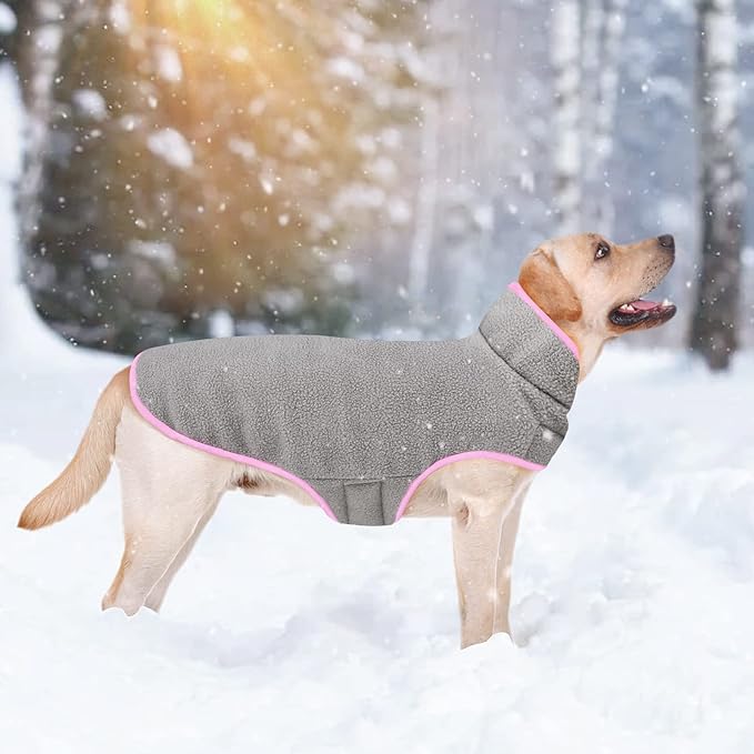 Malier Dog Winter Coat, Reversible Fleece Dog Cold Weather Coats, Windproof Warm Snow Puppy Jacket Vest Pet Clothes for Small Medium Large Dogs (Pink, XX-Large)