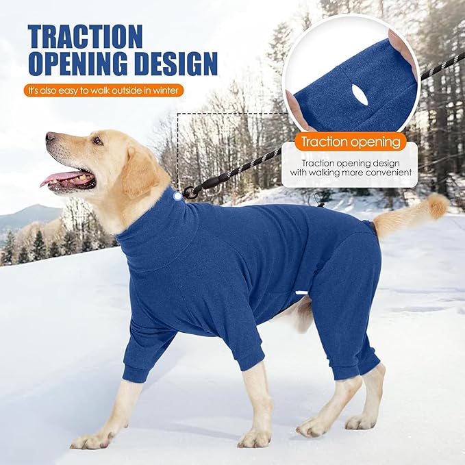 Dog Winter Coat,Full Body Pajamas Onesie Warm Dog Cold Weather Jacket,4-Legged Onesie Jumpsuit,High Collar Snowsuit Sweater for Walking, Hiking, Travel, Home Wear