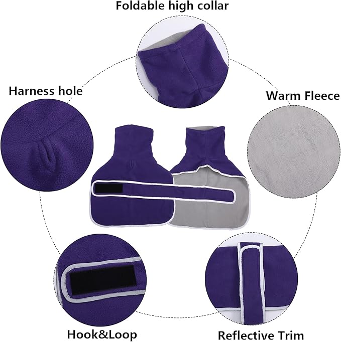 Geyecete Dachshund Sweaters for Dogs Jacket,Dachshund Coat Perfect Dog Winter Coat with Padded Fleece Lining,high Collar,Dog Snowsuit-Purple-XS