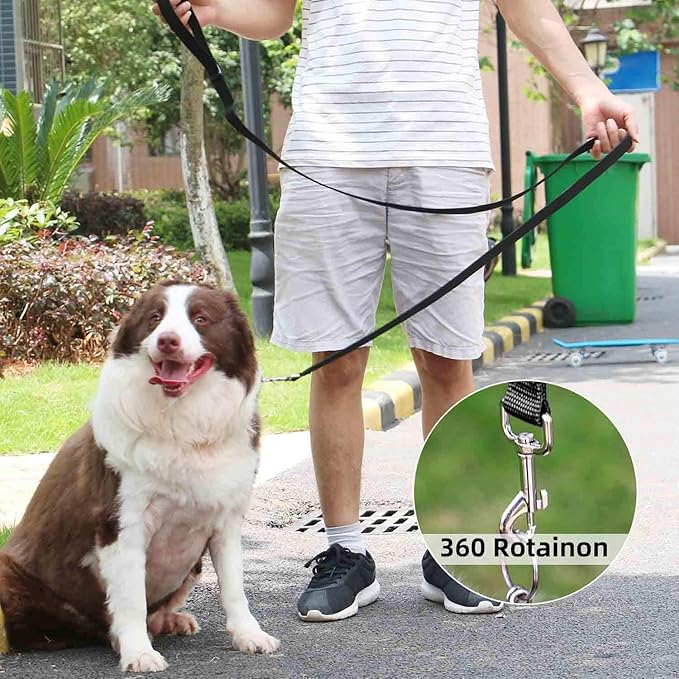 AMAGOOD 6 FT Puppy/ Dog Leash, Strong and Durable Traditional Style Leash with Easy to Use Collar Hook, Great for Small, Medium and Large Dogs (1" x 6 ft, Black and Red (2-Pack))