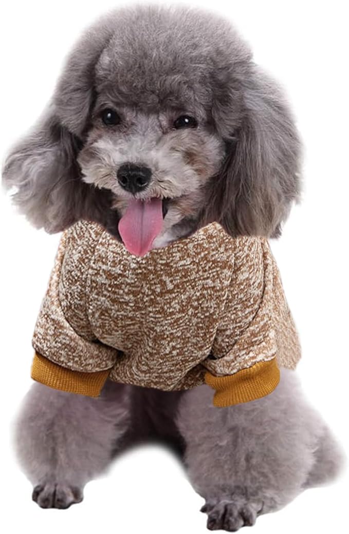 Jecikelon Dog Clothes Dogs Sweater Soft Puppies Clothing Winter Puppy Sweaters Warm Outfit for Dogs Small XXS XS Cat Apparel (Khaki, XL)