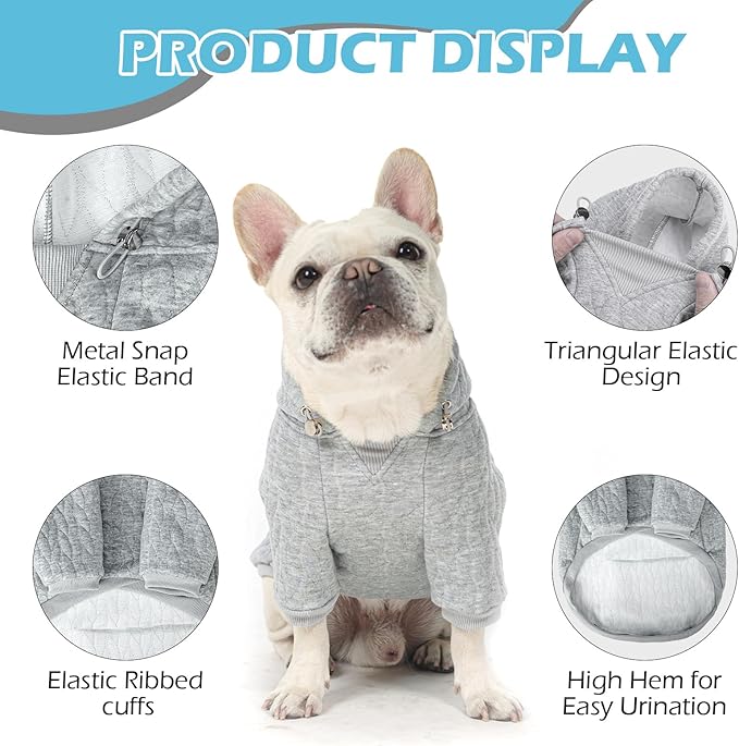 EXPAWLORER Textured Cable Knit Basic Dog Hoodie, Elevated Style Dog Sweater with Leash Hole and Pocket, Soft and Warm Pet Winter Coat, Cold Weather Clothes for Small Medium Large Dogs Cats,Grey XS