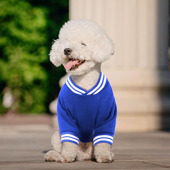 Dog Sweaters for Medium Dogs, Brushed Fleece Dog Sweater Baseball Jacket Soft Warm Pet Sweater Clothes Medium Sized Boy Girl Pet(Blue-M)