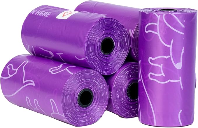 Glad for Pets Scented Waste Bags, Tear Resistant Pet Poop Pick-up Bags with Leak Protection, Fresh Lavender Scent, Purple Designs, 6 rolls, 90 bags total
