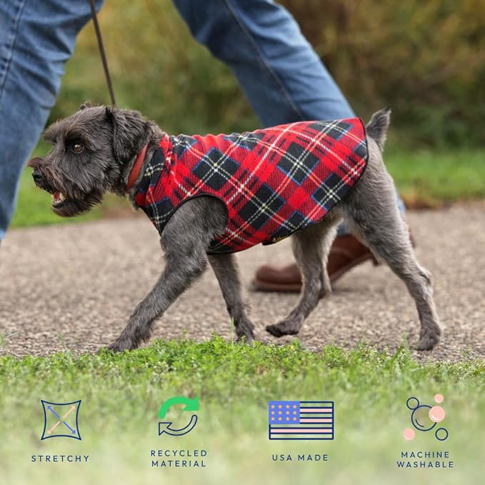 Goldpaw Stretchy Fleece Jacket for Small Dogs - Super Soft, Warm Dog Sweater - Pet Sweater Vest for Fall and Winter - Canine Clothes Made in The USA - Machine Washable - Paprika - Size 8