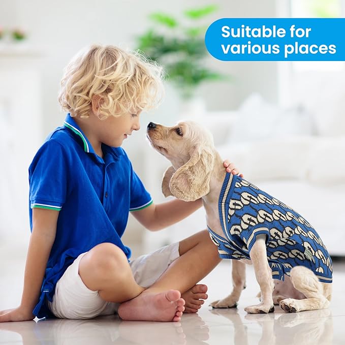 Pet Sweaters for Dogs Boys and Girls, Dynamic Letter Patterned Dog Sweater,Dog Cardigan,Pet Clothes,Pet Knitted Clothing,Fit for Different Seasons and Kinds of Dogs (Blue XL)