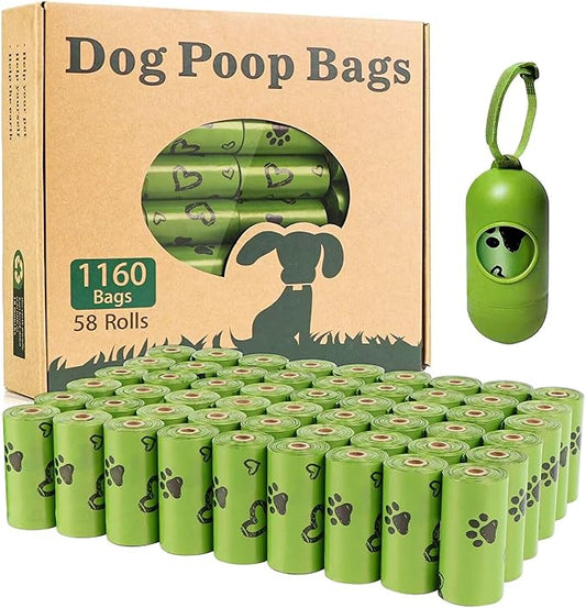 Dog Poo Bags Biodegradable -1160 Count/58 Refill Rolls Waste Bags, Extra Strong Thick Poo Bags for Dogs, Pet - Sented