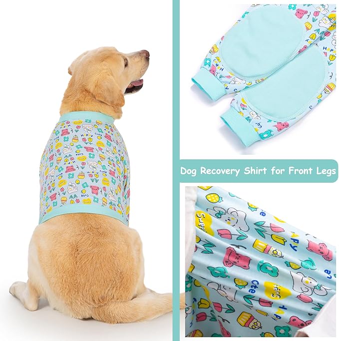Dog Recovery Shirt for Front Legs, Dog Elbowpads Sleeve Protect Dogs Elbows Arms,Stop Licking Joints After Surgery, Help with Injury Healing Covers The Wound, Cone Alternatives (Blue, 5XL)