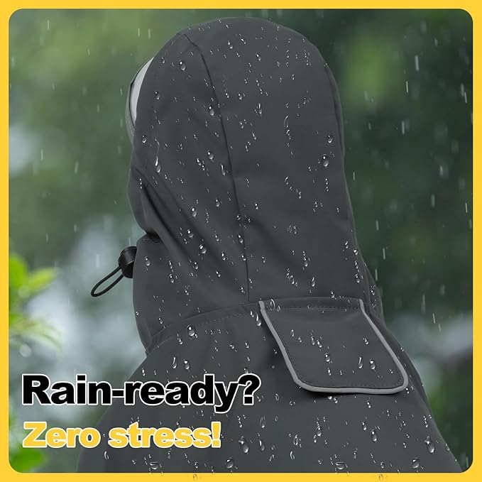 DENTRUN Dog Rain Poncho for Corgi, Schnauzer – Waterproof & Quick-Dry – Hooded Design with Leash Hole for Outdoor Adventures, Camping, City Strolls, L