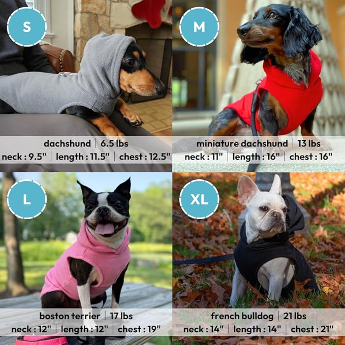 Gooby - Fleece Vest Hoodie, Small Dog Pull Over Hooded Fleece Jacket with Leash Ring, Plum, Large