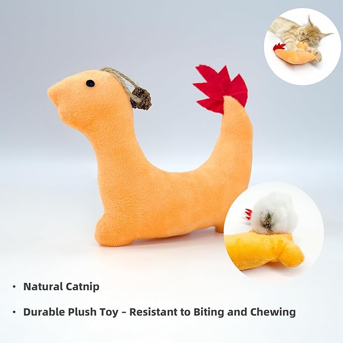 3 Pack Catnip Toys for Indoor Cats – Interactive Kitten Toys with Silvervine Stick & Feather, Durable Chew & Kick Cat Toys for Stress Relief & Play