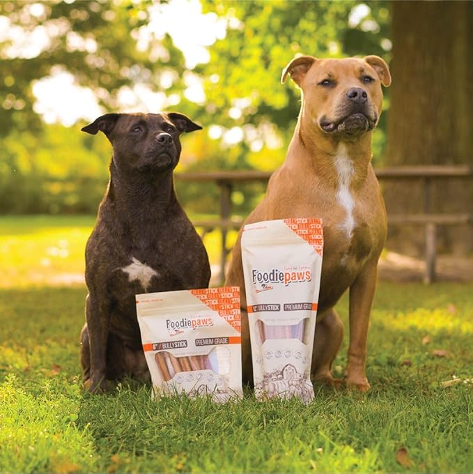 FOODIEPAWS 6 Inch Thin Bully Sticks for Dogs, 25 Pack Bulk | All Natural, Grass-Fed Beef | High Protein, Rawhide-Free & Fully Digestible Dog Chews | Long Lasting Dental Treats for Puppies & Small Dogs
