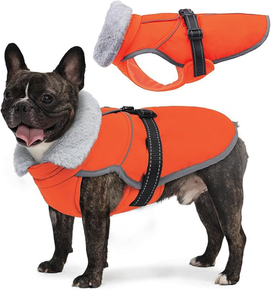 Lelepet Warm Dog Winter Coat Reflective Dog Jacket Fleece Vest Waterproof Windproof Cold Weather Coats with Adjustable Buckle Plush Turtleneck Pet Snowsuit for Small Medium Large Dogs,Yorshire,S