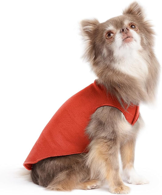 Goldpaw Stretchy Fleece Jacket for Small Dogs - Super Soft, Warm Dog Sweater - Pet Sweater Vest for Fall and Winter - Canine Clothes Made in The USA - Machine Washable - Paprika - Size 6