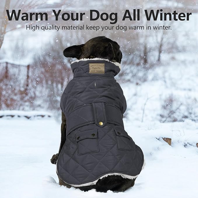 KYEESE Dog Coat Soft Pet Sweater with Leash Hole Waterproof Dog Coats for Large Dogs Windproof Dogs Jacket with Fleece Lined Warm Pets Clothes for Cold Weather Thick Pet Winter Puffer Coat with Pocket