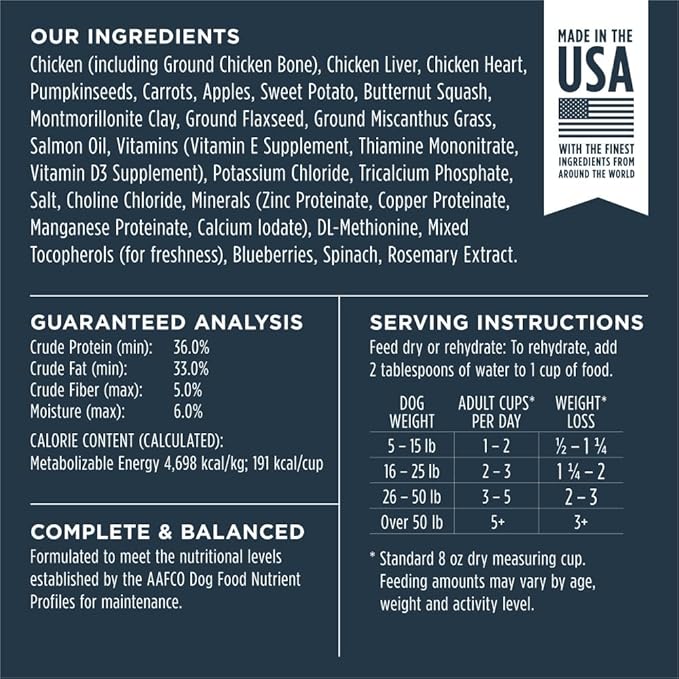 Instinct Freeze Dried Raw Meals, Natural Dry Dog Food, Grain Free - Cage Free Chicken, 25 oz. Bag