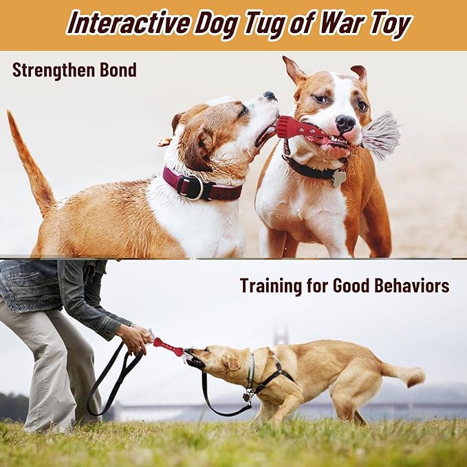 Dog Rope Toys for Aggressive Chewers, Tug of War Toys for Medium/Large Dogs, Outdoor Dog Fetch Toy, Dog Teething Toys, Keep Your Powerful Chewers Busy, Dog Boredom Buster Toys