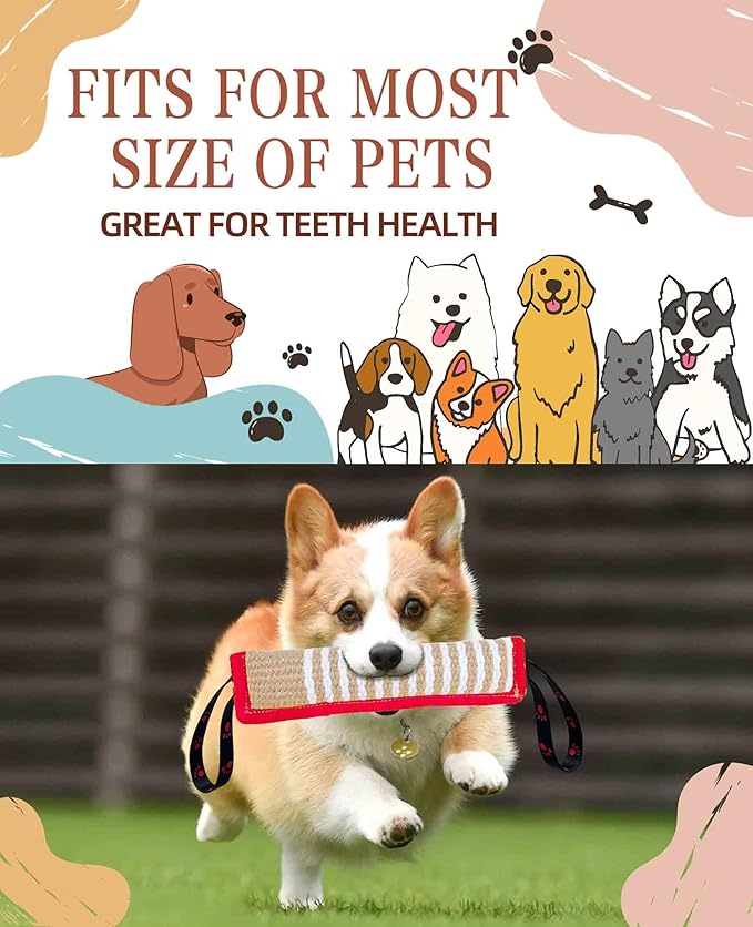 Clysoru Dog Tug Toy Dog Tough Jute Bite Pillow Lasting Training Equipment Puppy to Large Dogs Interactive Toy for Large Dogs and Small Dogs