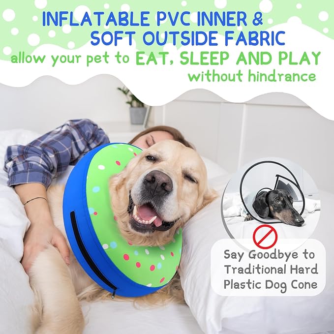 Supet Inflatable Dog Cone Collar Alternative After Surgery, Dog Neck Donut Collar Recovery E Collar for Neuter, Soft Pet Cone for Small Medium Large Dogs