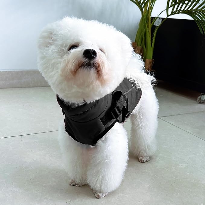 Dog Winter Coat Reflective Water-Resistant Jacket, Fleece Lined Windproof Puppy Coat with Back Zipper & D-Ring, Cold Weather Dog Coats for Small Medium Large Dogs (S, Black)