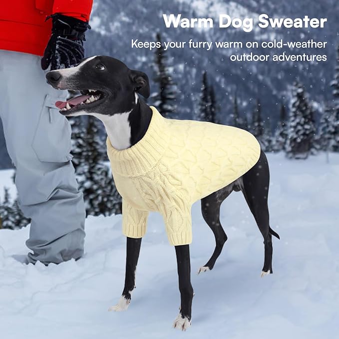 Queenmore Dog Sweaters for Large Dogs Girls Boys,Warm Pullover Extra Large Dog Sweater,Dogs Christmas Sweaters,Classic Turtleneck Thick Clothes for Extra Large Pets, Pitbull, Boxer(Beige,2XL)