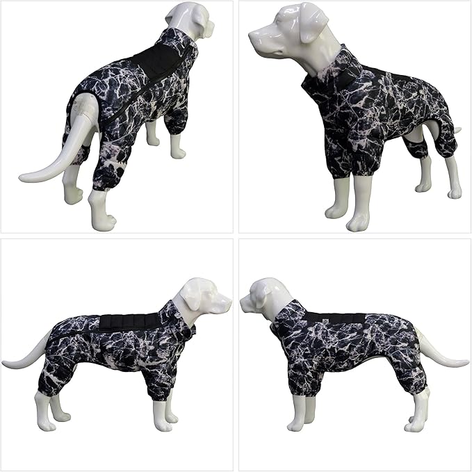 Lovelonglong Dog Coat Dog Warm Jacket, 4 Legs Covered Waterproof Windproof Reflective Warm Dog Vest, Zippered Adjustable Outdoor Dog Snow Jacket for Small Medium Large Dogs micai-Black S