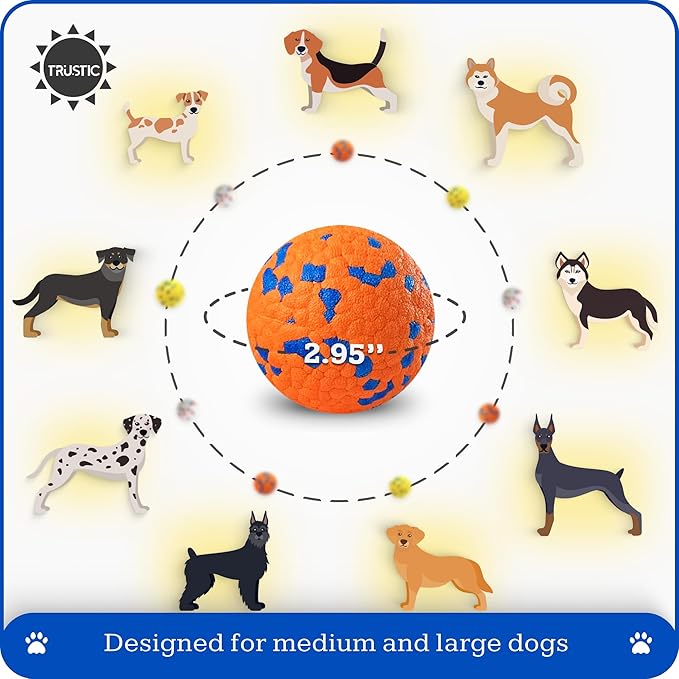 Foam Fetch Dog Balls 3 inch, for Large and Medium Breeds, Durable Toy for Chewers (White, 2 Pack)