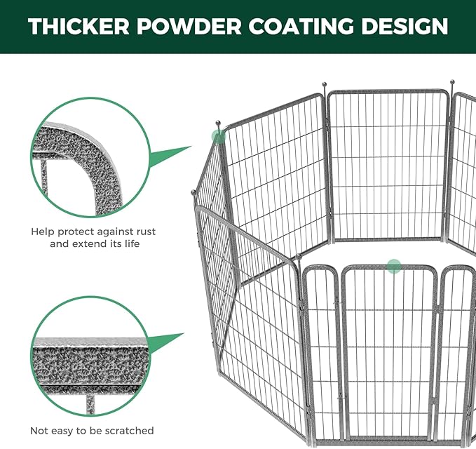 FXW Garden Fence Outdoor for The Yard – 40in(H) x 72.9ft(L) Heavy Duty Metal Animal Barrier for Dog and Rabbit, Decorative Dog Fence, 32 Panels, Silver
