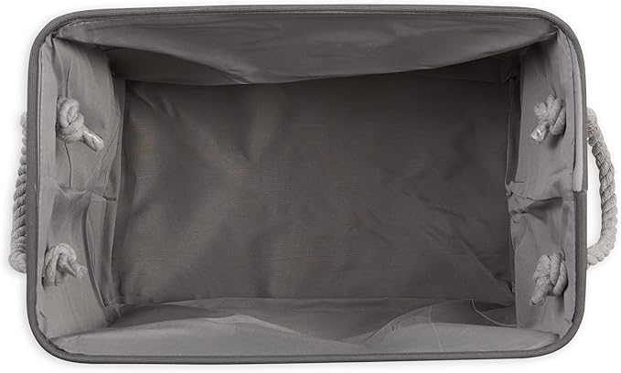 Bone Dry Pet Storage Collection Striped Paw Patch Bin, Medium Rectangle, Gray