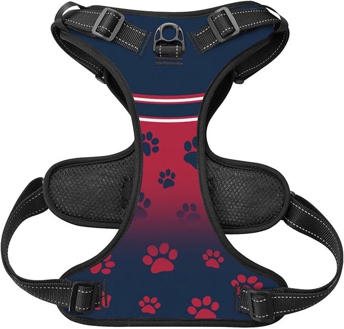 Custom New England Dog Harness with Reflective Stripes Personalized Name and Number Dog Vest Harness with Pet Traction Rope for Small Medium Large Dog