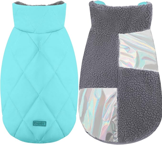 EMUST Dog Snow Jacket, Sweater for Dogs, Windproof Waterproof Fleece Lining Extra Warm Coats for Dogs, Grey, M