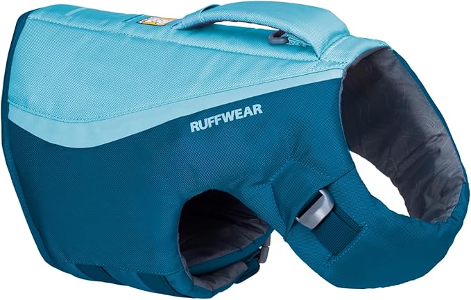 Ruffwear, Float Coat Dog Life Jacket, Premium Buoyancy Swim Vest with Lift Handle, Secure Fit & Reflective Trim, Adjustable Flotation for Swimming, Boating, & Outdoor Adventures, Deep Blue, Small