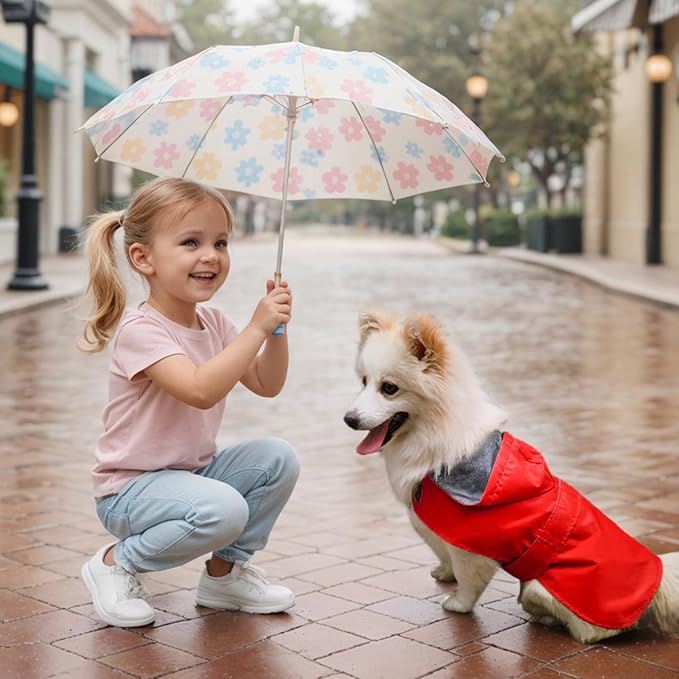 Dog Raincoat Dog Rain Jacket Poncho Waterproof Pet Rain Suit Double Layer Breathable Lining Hooded Leash Hole Adjustable Puppy Small Medium Dogs,Red,XXL