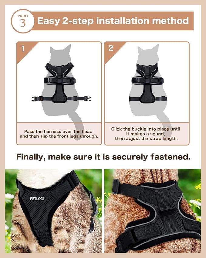 Cat Harness Escape Proof with Leash for Walking, Travel Vest Soft Chest Support, Adjustable Size, Escape Proof Soft Adjustable Vest Harnesses, Breathable, Kittens, Small Dogs (美/背縄/藍2/S)