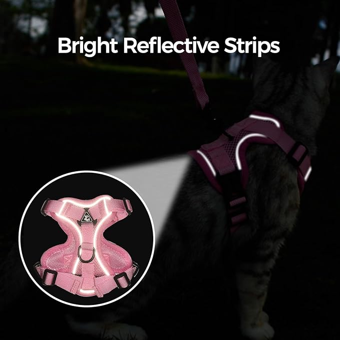 Cat Harness and Leash Set Escape Proof Tactical Medium Kitten Harness Emotional Support Cat Vest, Pink, M