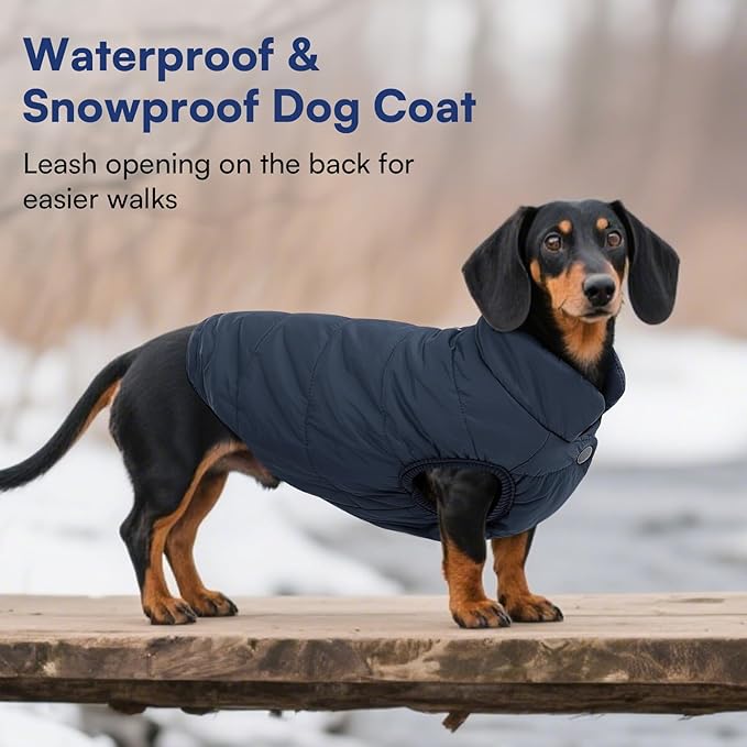 ASENKU Dog Winter Coat - Waterproof Windproof Dog Jacket, Warm Snowproof Doggie Puffer Vest for Cold Weather, Lightweight Snow Coats for Small Medium Large Dogs (3XL, Blue)