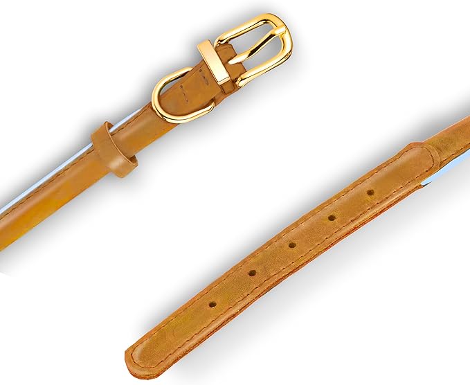 OOPSDOGGY Reflective Rolled Leather Dog Collar Adjustable Soft Padded Pet Collar for Small Medium Large Breed Dogs (Camel, XS, 8"-11")