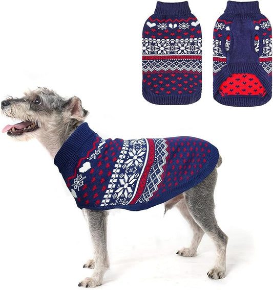SCENEREAL Dog Sweaters for Small Dogs - Soft, Warm Turtleneck Small Dog Sweater, Ugly Knit Dog Christmas Outfits for Dachshund, Chihuahua, Pug, Yorkie,Winter Pet Clothes Male Female,Navy Blue