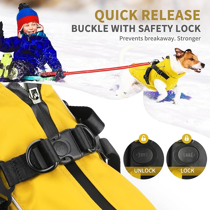 Dog Winter Coat Reflective Water-Resistant Jacket, Fleece Lined Windproof Puppy Coat with Back Zipper & D-Ring, Cold Weather Dog Coats for Small Medium Large Dogs (S, Orange)
