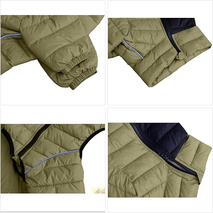 lovelonglong Dog Coat Dog Warm Jacket, 4 Legs Covered Waterproof Windproof Reflective Warm Dog Vest, Zippered Adjustable Outdoor Dog Snow Jacket for Small Medium Large Dogs Olive Green S